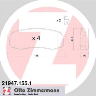 21947.155.1_колодки дисковые !задн. 116x44x16  Toyota Land Cruiser 4.2D 90&gt; фото