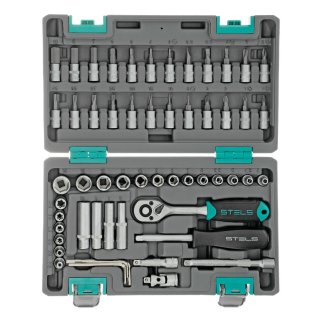 Набор инструмента 1/4", CrV, пластиковый кейс 57 предм. STELS фото 3