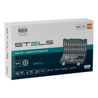 Набор инструмента 1/4", CrV, пластиковый кейс 57 предм. STELS фото 16