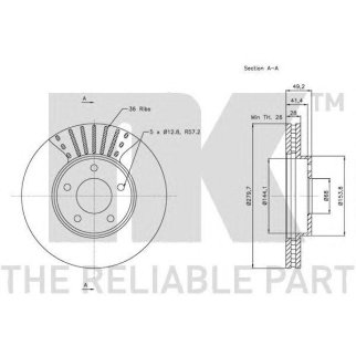 Диск тормозной передний вентилируемый NK 202256 фото