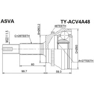 ШРУС наружный ASVA TYAC-V4A48 фото