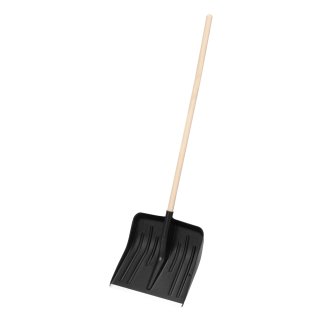 Лопата снеговая пластиковая 420х425х1550мм деревянный черенок СИБРТЕХ фото