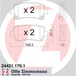 Колодки тормозные к-кт Zimmermann 24421.170.1 фото