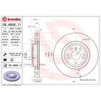 Диск тормозной передний вентилируемый Brembo 09.A956.11 фото
