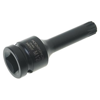 Головка-бита SPLINE М12 1/2" глубокая ударная с отверстием ROCKFORCE фото 1