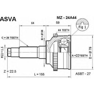 ШРУС наружный ASVA MZ24-A44 фото