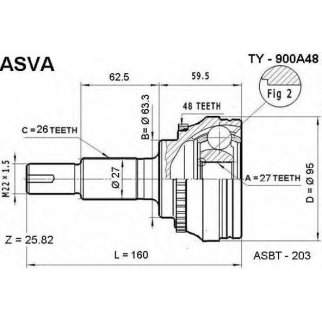 ШРУС наружный ASVA TY90-0A48 фото