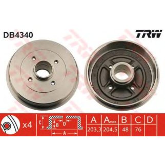 Барабан тормозной TRW DB4340 фото