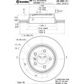 Диск тормозной задний вентилируемый Brembo 09.A800.11 фото