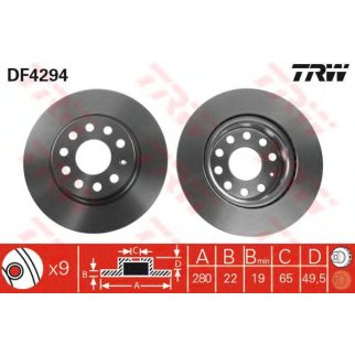 Диск тормозной передний вентилируемый TRW DF4294 фото