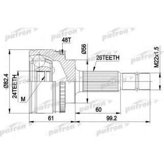 ШРУС наружн к-кт 26x56x24 ABS:48T TOYOTA: AVENSIS 99-03, AVENSIS Liftback 99-03, AVENSIS Station Wagon 99-03, AVENSIS VERSO 01- фото
