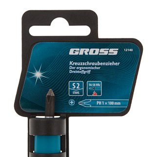 Отвертка PH1 x 100мм, S2, трехкомпонентная ручка GROSS фото 4