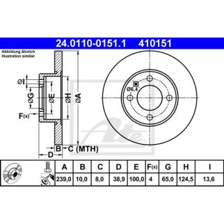 Диск тормозной передний не вентилируемый ATE 24.0110-0151.1 фото