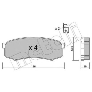 Колодки тормозные задние дисковые к-кт metelli 22-0432-0 фото