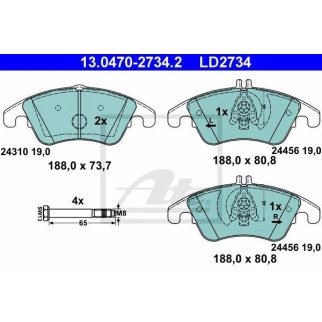 Колодки тормозные передние к-кт ATE 13.0470-2734.2 фото