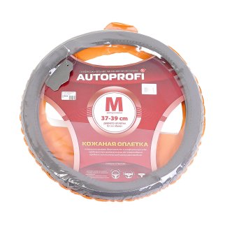 Оплетка на руль AP-470 кожаная т.серый M фото