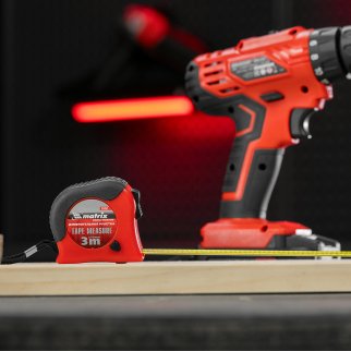 Рулетка Double fixation, 3 м х 16 мм, обрезиненный корпус, двойная плавная фиксация MATRIX фото 7