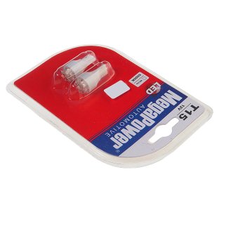 Лампа T15W (W2,1X9,5d) 9 LED WHITE блистер (2шт) 6000K 12V MEGAPOWER фото 1