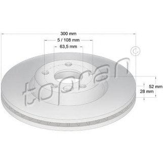 Торм.диск пер.вент.(300x28) 5 отв. /COATED/ фото