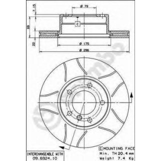 Диск тормозной передний вентилируемый Brembo 09.6924.75 фото