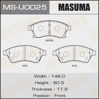 Колодки тормозные передние к-кт Masuma MS-U0025 фото