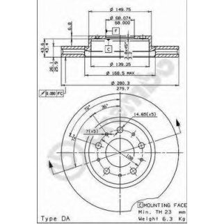 Диск тормозной brembo 09.5568.21 фото