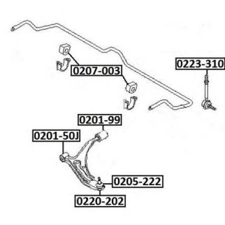 Втулка переднего стабилизатора ASVA 0207-003 фото