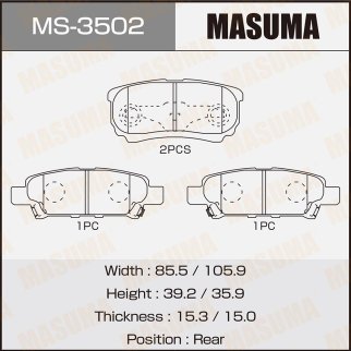 Колодки тормозные к-кт Masuma MS-3502 фото