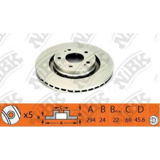 Диск тормозной передний вентилируемый NiBK RN1403 фото