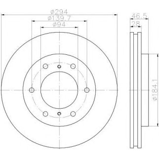 Диск тормозной передний вентилируемый Hella 8DD 355 115-731 фото