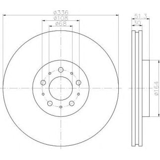 Диск тормозной передний вентилируемый Hella 8DD 355 110-591 фото