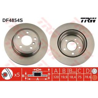 Диск тормозной задний TRW DF4854S фото