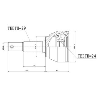 ШРУС для а/м Nissan Juke (10-) 1.6i MT (наруж. перед.) (GO 1444) фото 3