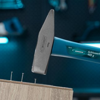 Молоток 400г слесарный квадратный боек, фибергласовая обрезиненная рукоятка GROSS фото 5