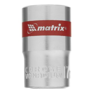 Головка торцевая, 17 мм, 6-гранная, CrV, под квадрат 1/2, хромированная MATRIX 13117 фото 3