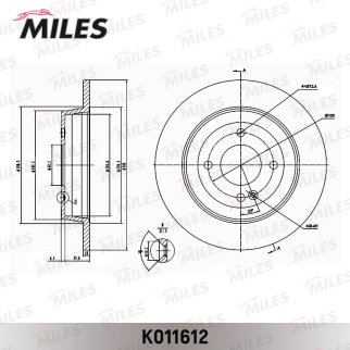 Диск тормозной задний MILES K011612 фото 3