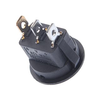 Выключатель клавишный круглый 16А черный с зеленой подсветкой фото 1