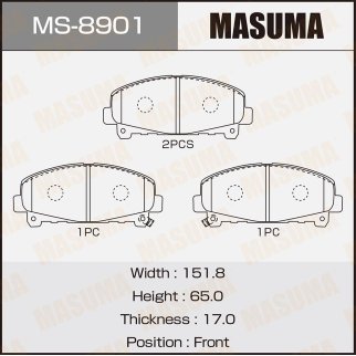 Колодки тормозные передние к-кт Masuma MS-8901 фото