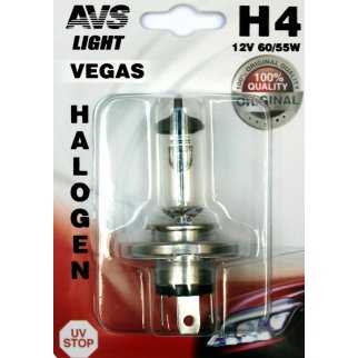 Галогенная лампа AVS Vegas в блистере H4.12V.60/55W.1шт., шт фото