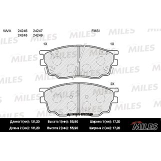 Колодки тормозные передние к-кт MILES E100189 фото