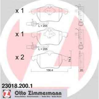 23018.200.1_колодки дисковые !перед. 156x74x20  Audi A6 1.8T/2.0/2.5TDi 97-02,VW Passat 1.6-2.5TDi фото