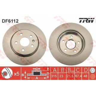Диск тормозной задний TRW DF6112 фото