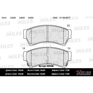 Колодки тормозные передние к-кт MILES E100185 фото