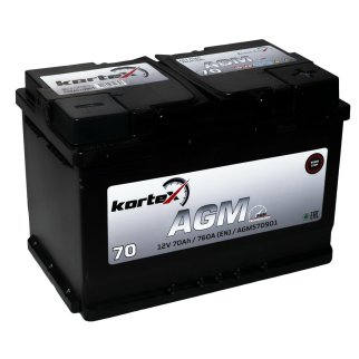 Аккумуляторная батарея KORTEX AGM 6СТ 70 обр. 278х175х190 Турция фото