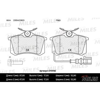 Колодки тормозные задние дисковые к-кт MILES E110182 фото