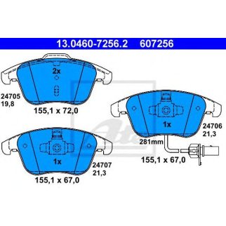 Колодки тормозные передние к-кт ATE 13.0460-7256.2 фото