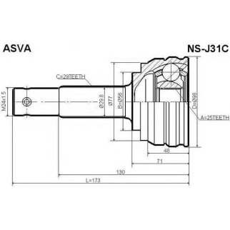 ШРУС наружный ASVA NS-J-31C фото