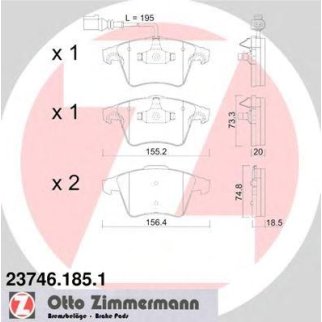 Колодки тормозные передние к-кт Zimmermann 23746.185.1 фото