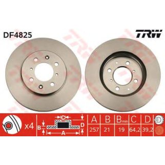 Диск тормозной передний вентилируемый TRW DF4825 фото