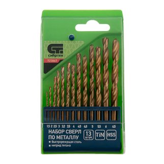 Набор сверл по металлу нитридтитановых 1,5-6,5мм 13шт СИБРТЕХ фото 3